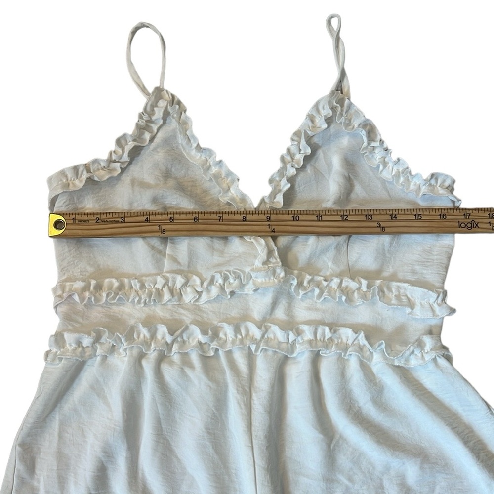 Spaghetti Strap White Ruffle Romper - Picture 7 of 7